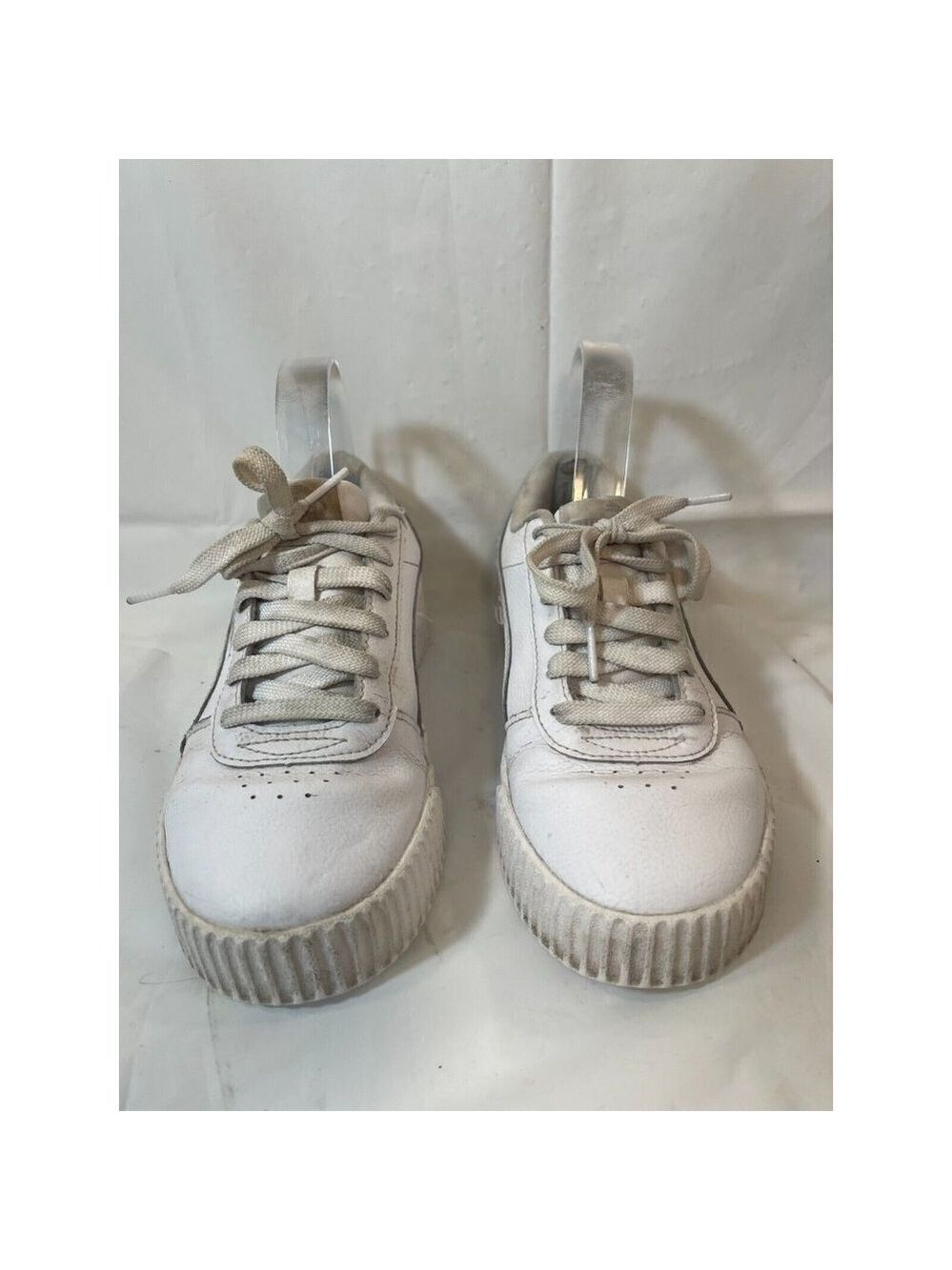 PUMA Shoes Womens 6.5 Carina Casual Sneakers White Leather Low Lace Up 370325-02